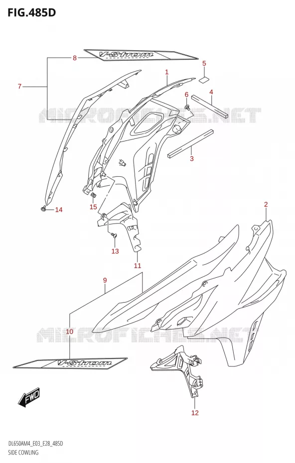FLANCS DE CARENAGES (DL650XA:M4:E03) Suzuki MOTO 650 V-STROM 2024  DL650AM4