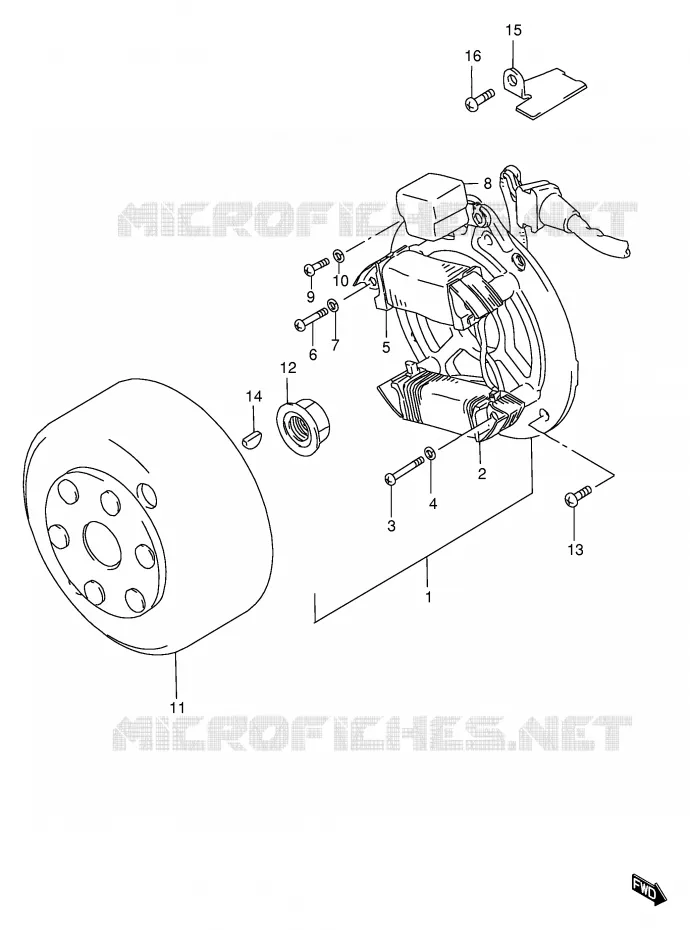 ALLUMAGE ROTOR - STATOR (FB100G/R/S/V/X/Y) Suzuki SCOOTER 100 FB 1997  FB100DV(E71)