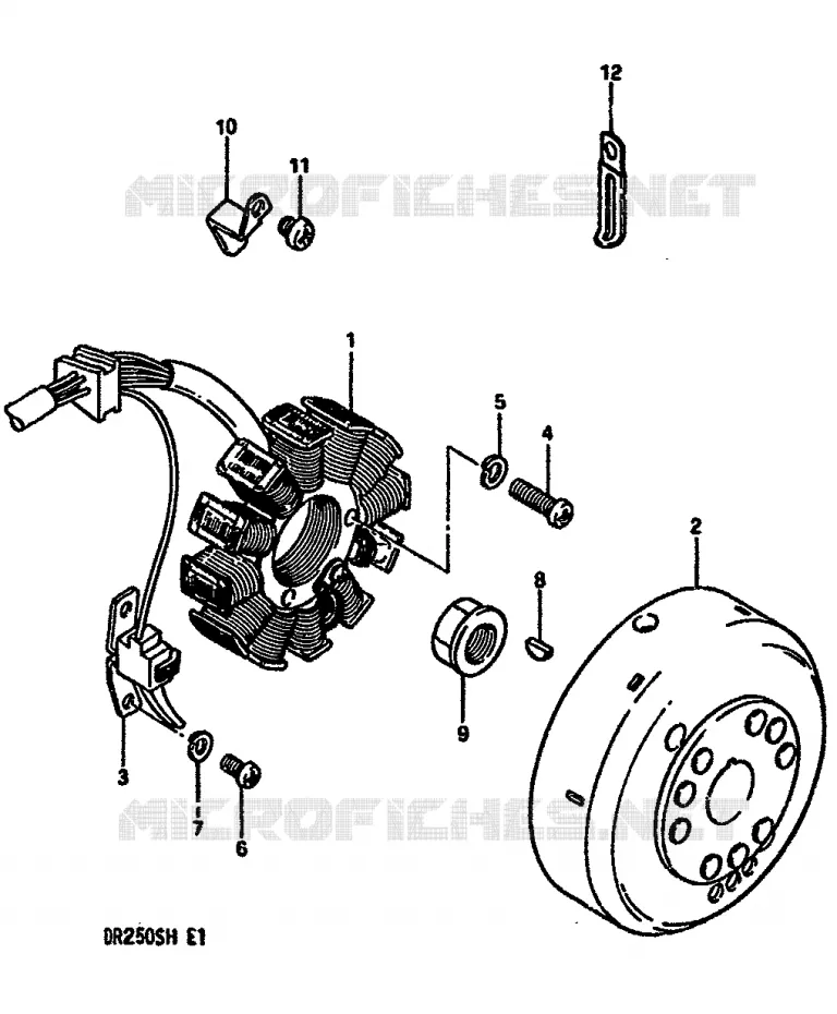 ALLUMAGE ROTOR - STATOR Suzuki MOTO 250 DR 1987  DR250SH(E/F/G/H)