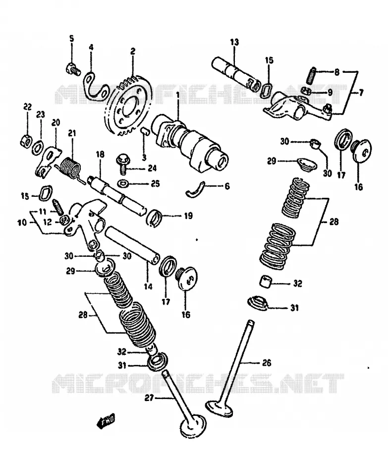 ARBRE A CAMES - SOUPAPES (MODELE L/M/N/P) Suzuki MOTO 350 DR 1994  DR350SR(L/M/N/P/R)