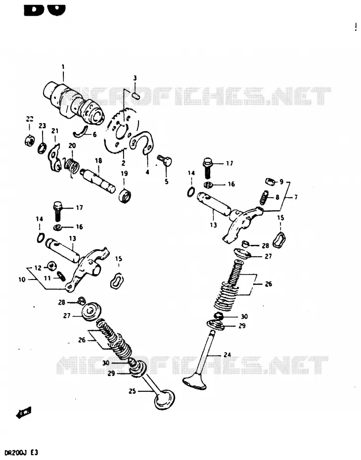 ARBRE A CAMES - SOUPAPES Suzuki MOTO 200 DR 1987  DR200H(G/H/J)