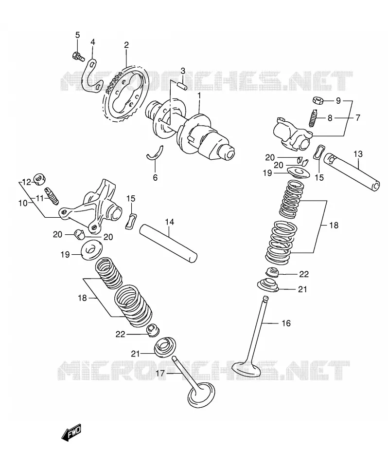 ARBRE A CAMES - SOUPAPES Suzuki MOTO 650 DR 2005  DR650SEK5(E3/E28)