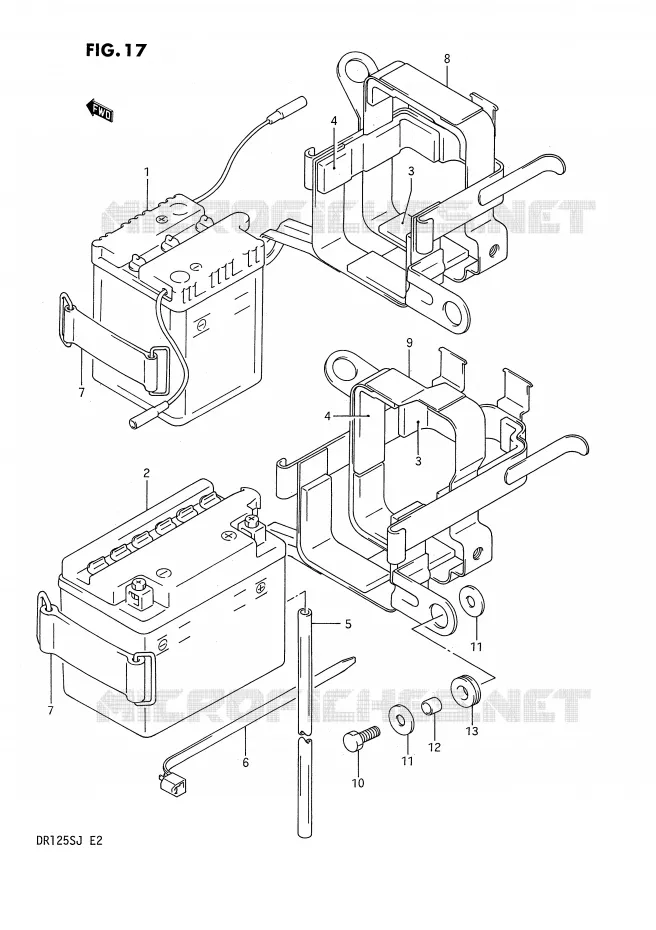 BATTERIE Suzuki MOTO 125 DR 1988  DR125SJ(E2)