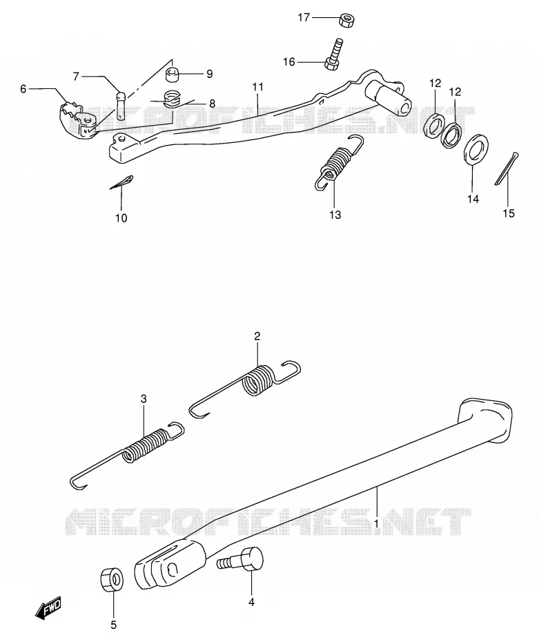 BEQUILLE - PEDALE DE FREIN ARRIERE Suzuki MOTO 350 DR 1998  DR350W(E1)