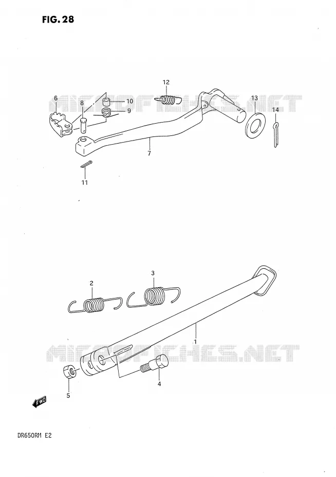 BEQUILLE - PEDALE DE FREIN ARRIERE Suzuki MOTO 650 DR 1991  DR650RM(E2)