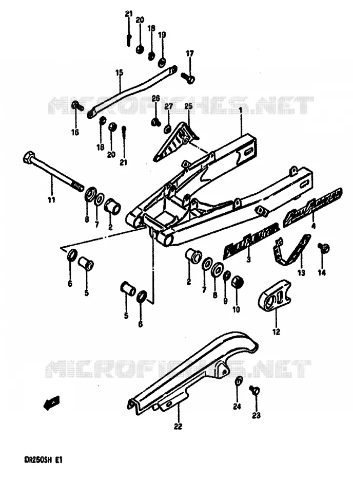 BRAS OSCILLANT ARRIERE (E1,E24) Suzuki MOTO 250 DR 1984  DR250SE(E/F/G/H)