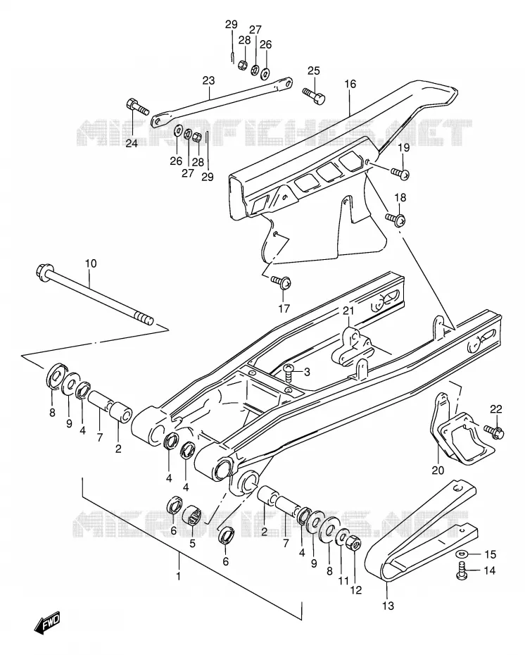 BRAS OSCILLANT ARRIERE Suzuki MOTO 200 DF 1996  DF200ET(E24)