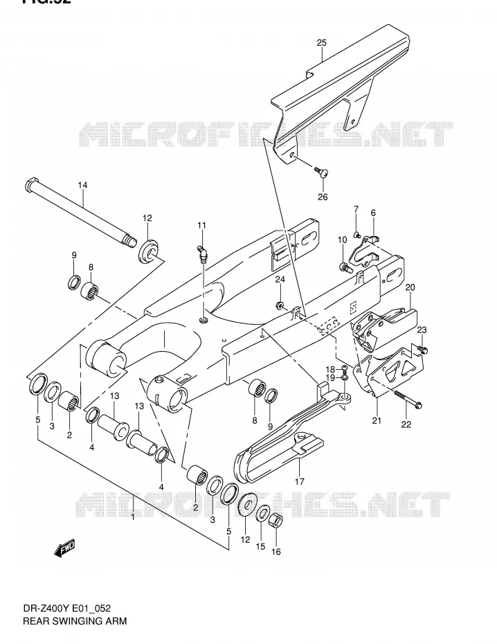 BRAS OSCILLANT ARRIERE Suzuki MOTO 400 DR-Z 2001  DR-Z400K1(E1)