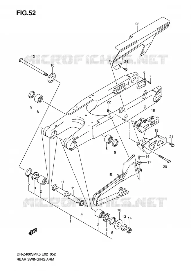 BRAS OSCILLANT ARRIERE Suzuki MOTO 400 DR-Z 2005  DR-Z400SMK5(E2)