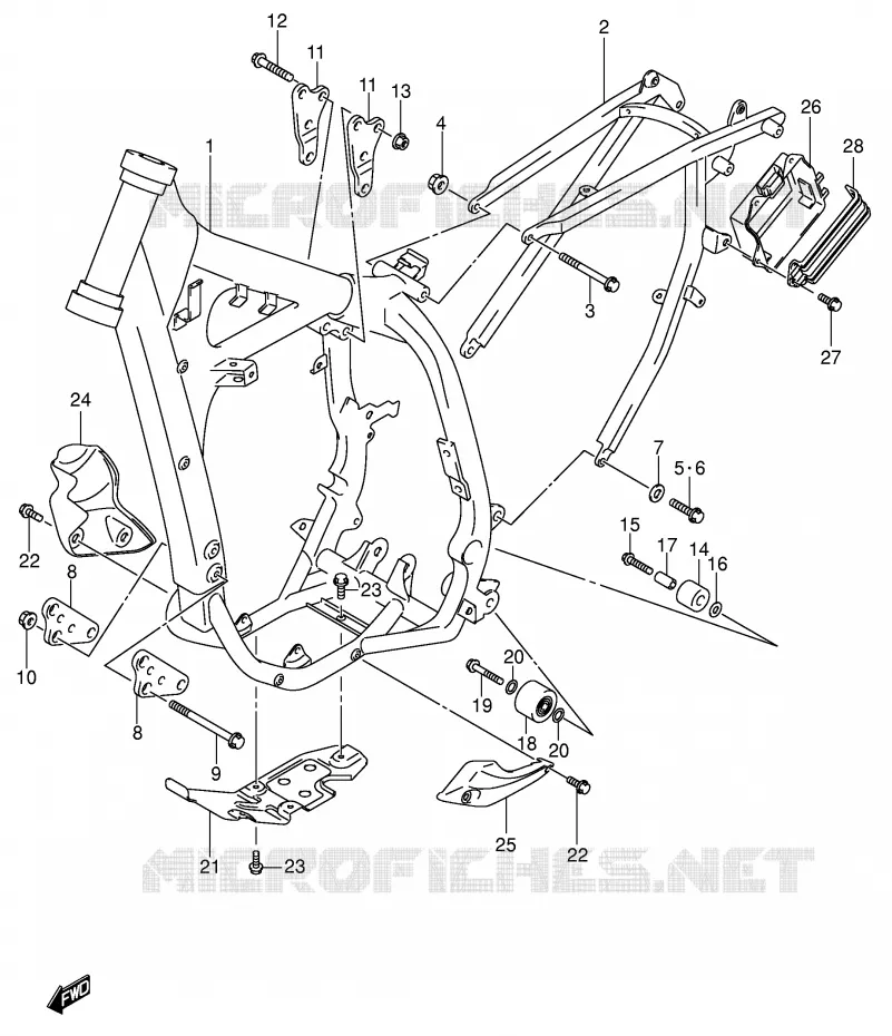 CADRE (MODELE K1/K2/K3/K4) Suzuki MOTO 400 DR-Z 2002  DR-Z400K2(E1)