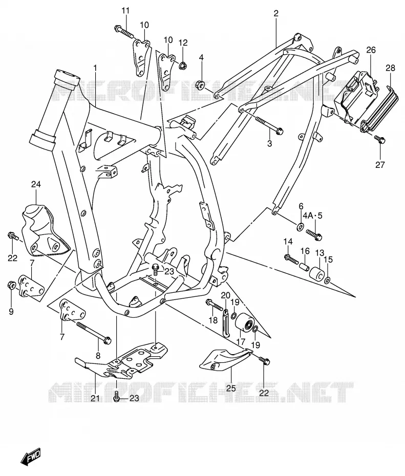 CADRE (MODELE Y) Suzuki MOTO 400 DR-Z 2004  DR-Z400EK4(E1)