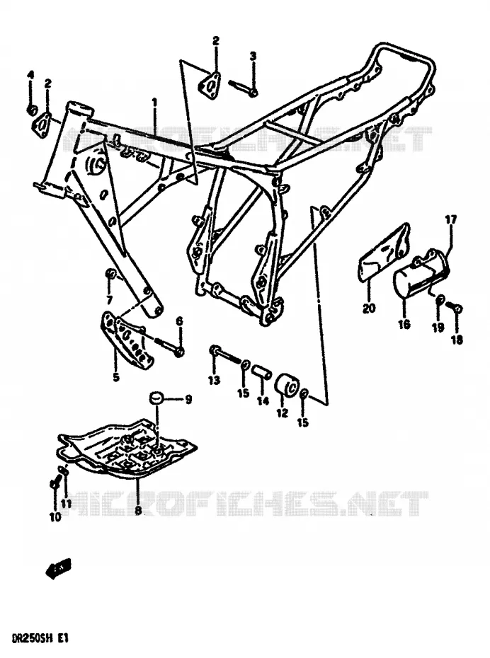 CADRE Suzuki MOTO 250 DR 1987  DR250SH(E/F/G/H)