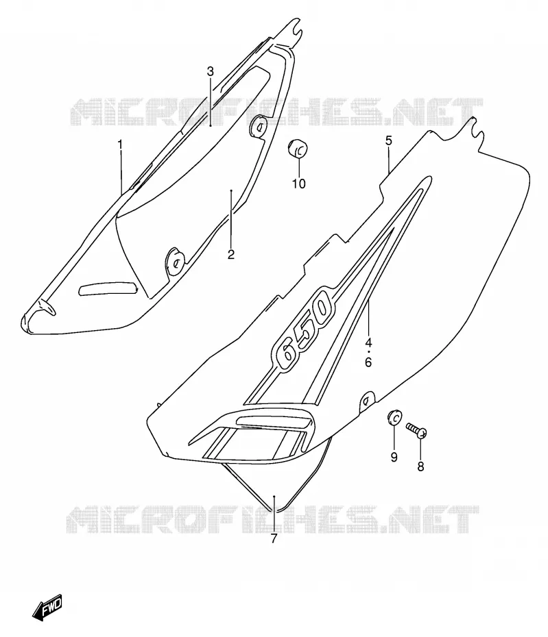 CARENAGES ARRIERE  (MODELE K1) Suzuki MOTO 650 DR 2002  DR650SEK2(E3/E28)
