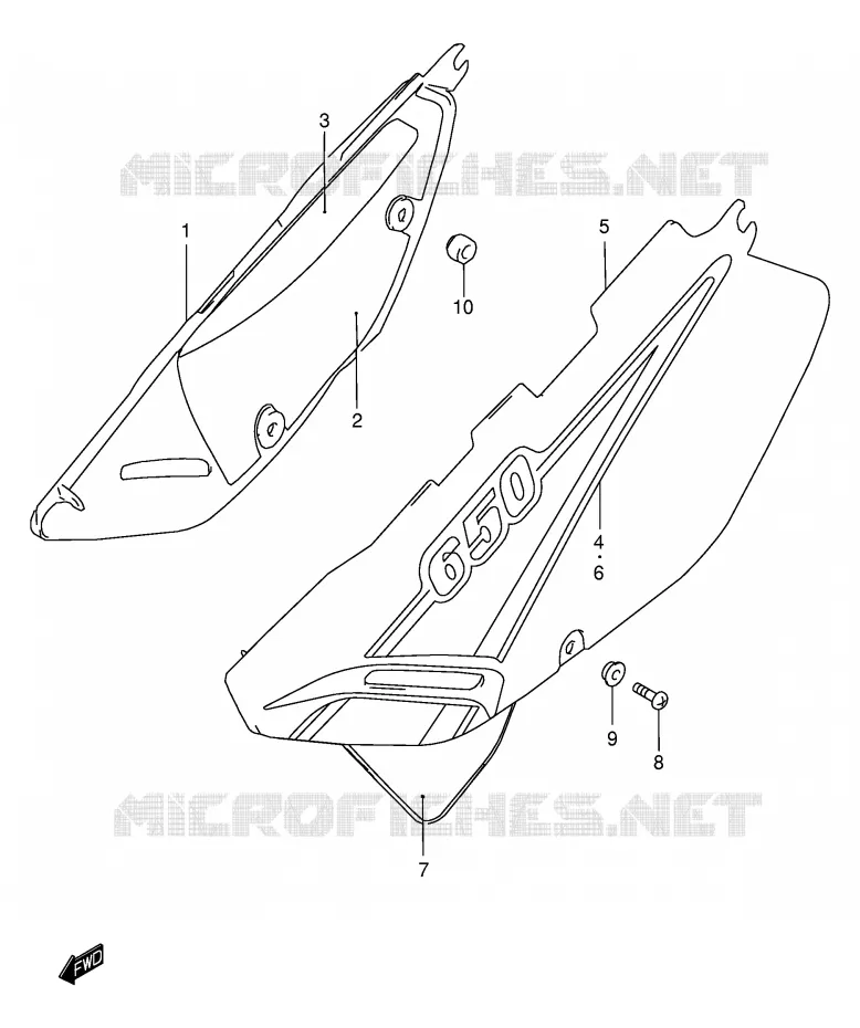 CARENAGES ARRIERE  (MODELE K1) Suzuki MOTO 650 DR 2004  DR650SEK4(E4)