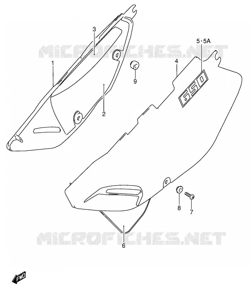 CARENAGES ARRIERE  (MODELE K3/K4/K5) Suzuki MOTO 650 DR 2001  DR650SEUK1(E4)