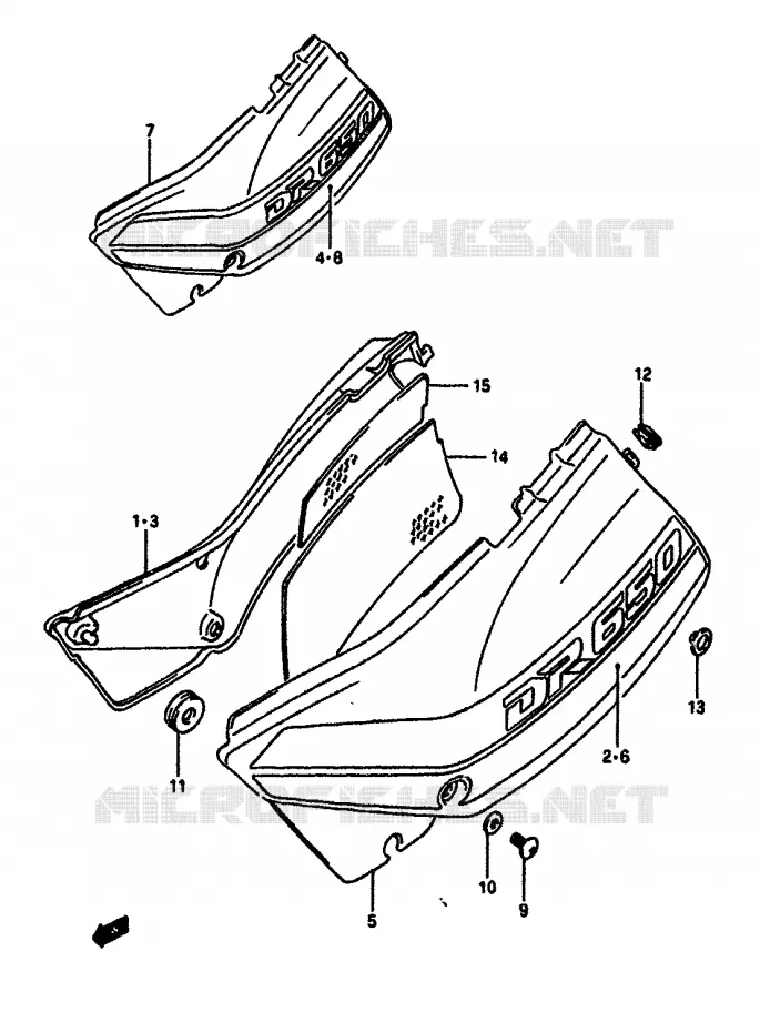 CARENAGES ARRIERE  (MODELE L) Suzuki MOTO 650 DR 1991  DR650RSUM(L/M)