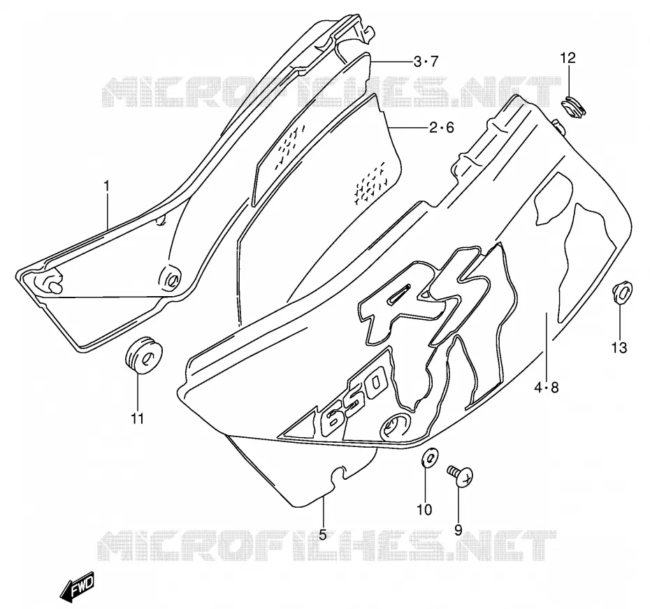 CARENAGES ARRIERE  (MODELE M) Suzuki MOTO 650 DR 1993  DR650RSEP(E4)