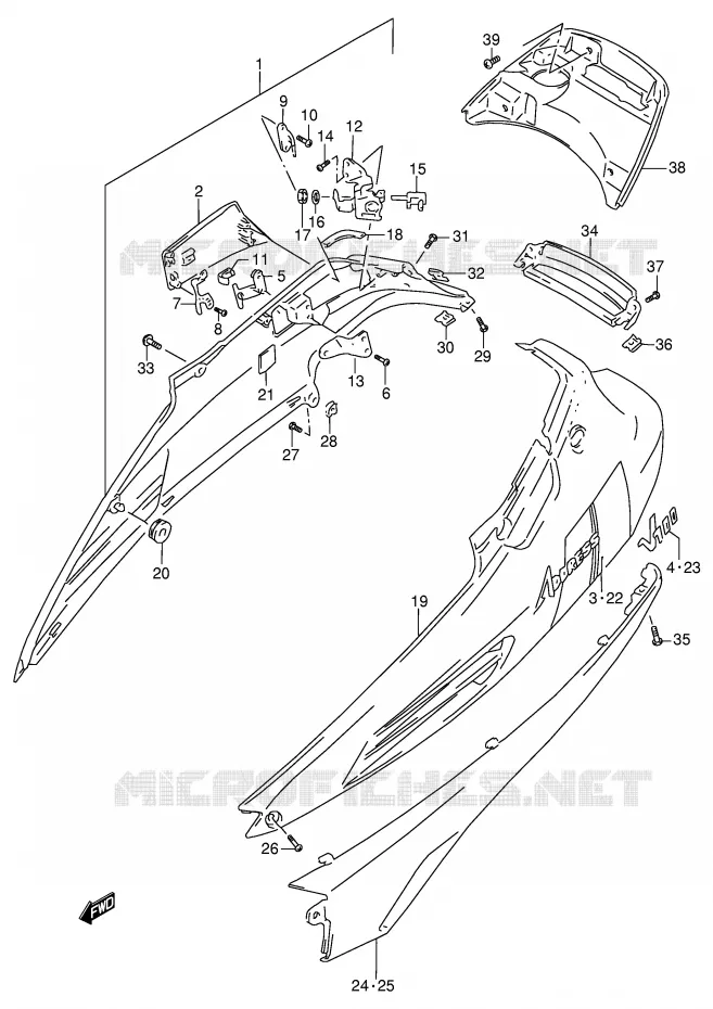 CARENAGES ARRIERE  (MODELE M) Suzuki SCOOTER 100 ADDRESS 1997  AG100V(E71)