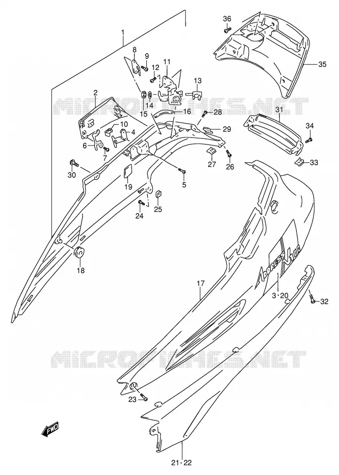 CARENAGES ARRIERE  (MODELE P) Suzuki SCOOTER 100 ADDRESS 2000  AG100Y(E71)