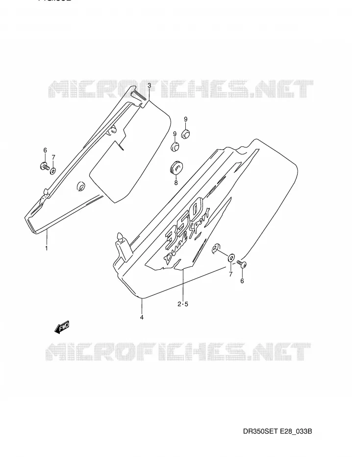 CARENAGES ARRIERE  (MODELE T) Suzuki MOTO 350 DR 1993  DR350SP(E28)