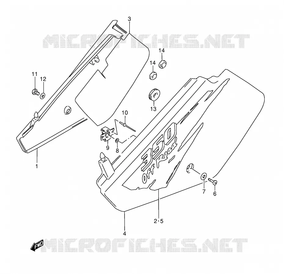 CARENAGES ARRIERE  (MODELE T) Suzuki MOTO 350 DR 1995  DR350S(E3)