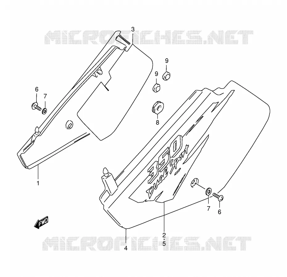 CARENAGES ARRIERE  (MODELE T) Suzuki MOTO 350 DR 1998  DR350SEW(E2)