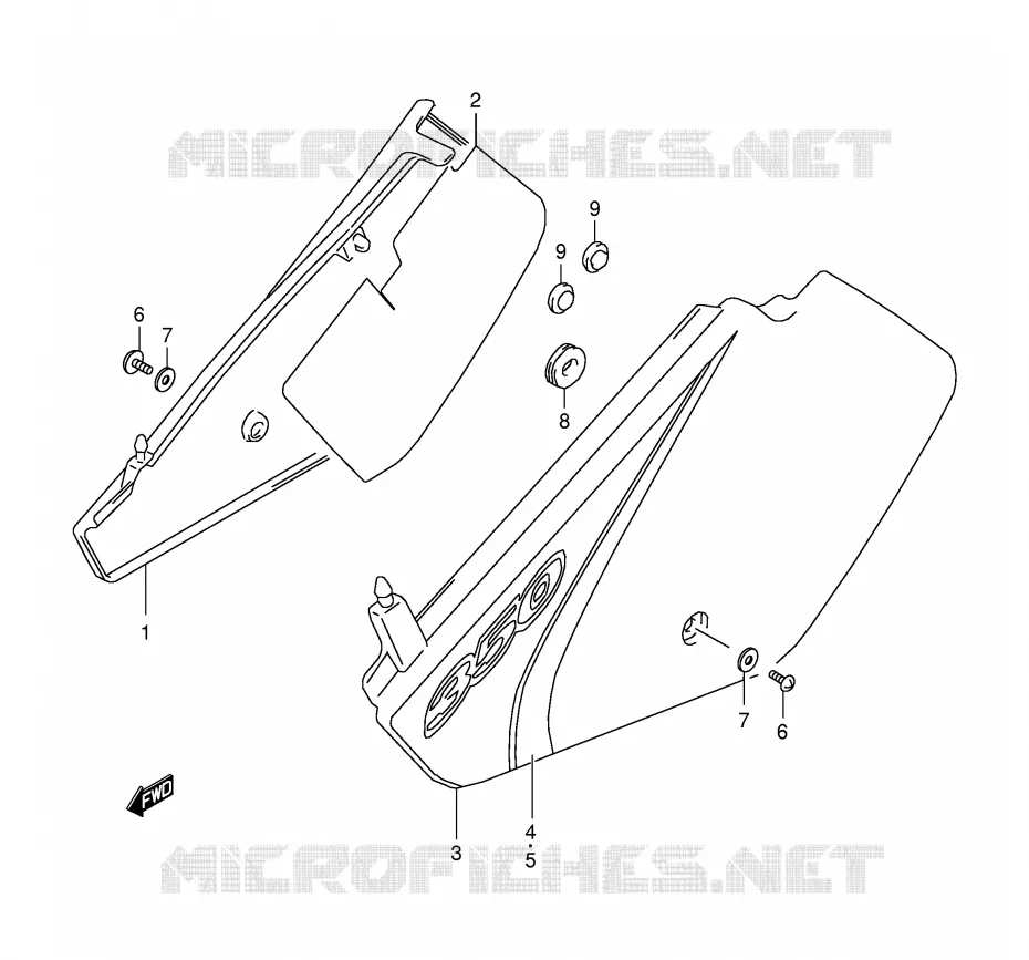 CARENAGES ARRIERE  (MODELE X) Suzuki MOTO 350 DR 1997  DR350SEV(E2)