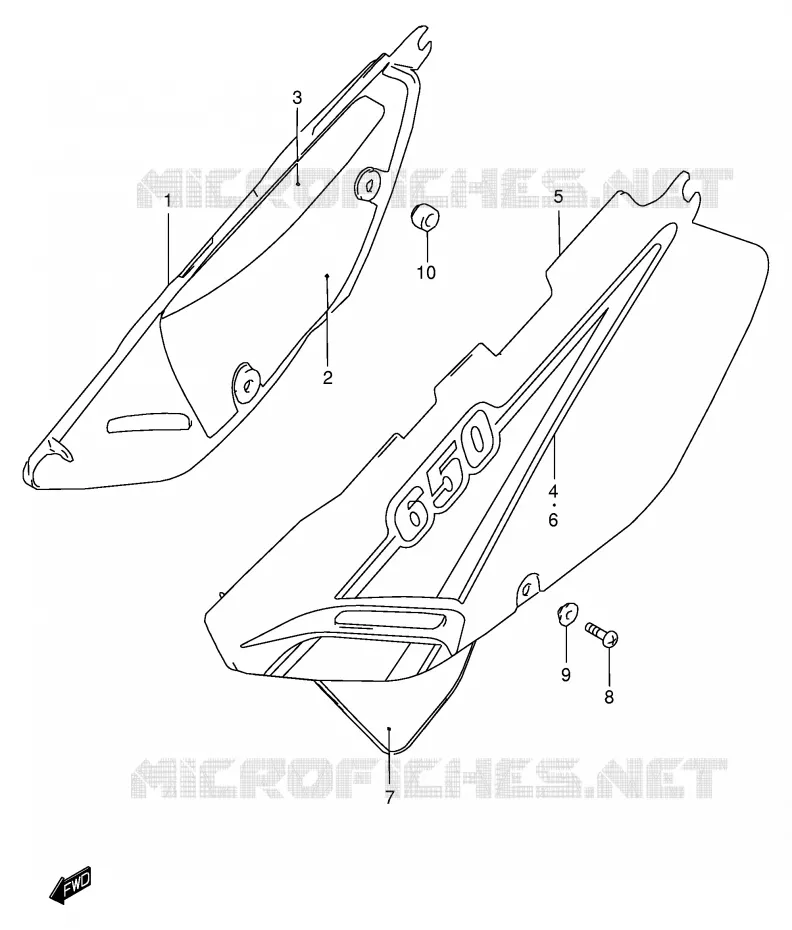 CARENAGES ARRIERE  (MODELE Y) Suzuki MOTO 650 DR 1996  DR650SEUT(E4)