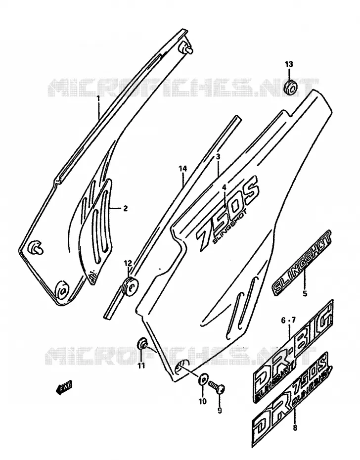 CARENAGES ARRIERE Suzuki MOTO 750 DR 1989  DR750SUK(J/K)