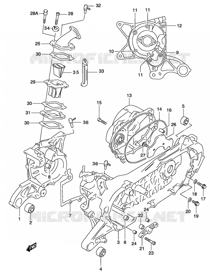 CARTER (MODELE AY50WR K2, VOIR NOTE) Suzuki SCOOTER 50 KATANA 2003  AY50SK3(P19)