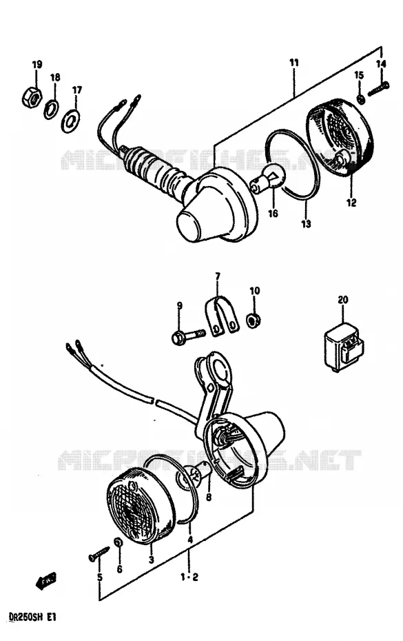 CLIGNOTANTS (E2) Suzuki MOTO 250 DR 1984  DR250SE(E/F/G/H)