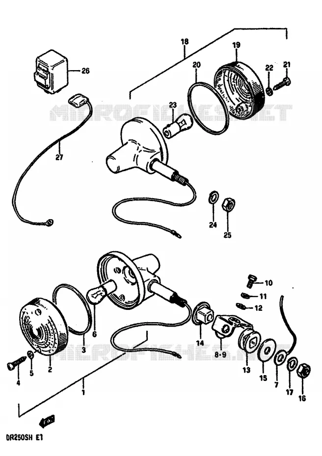 CLIGNOTANTS (E22) Suzuki MOTO 250 DR 1985  DR250SF(E/F/G/H)