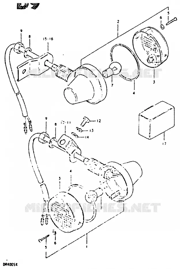 CLIGNOTANTS (E4, E17, E21, E25, E34) Suzuki MOTO 400 DR 1980  DR400ST(T/X)