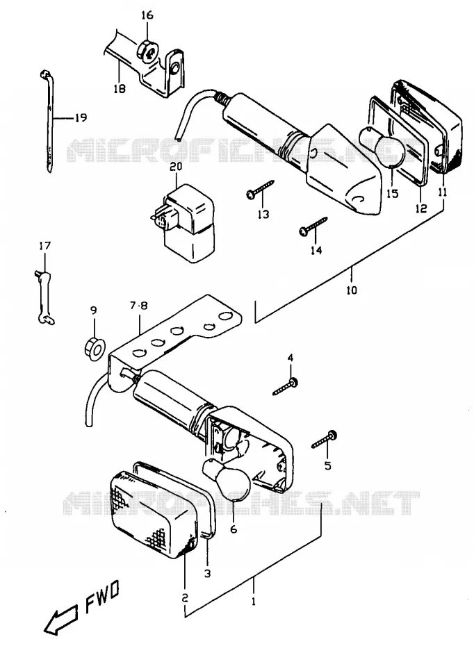 CLIGNOTANTS (MODELE W/X, E24) Suzuki MOTO 350 DR 1999  DR350X(V/W/X)