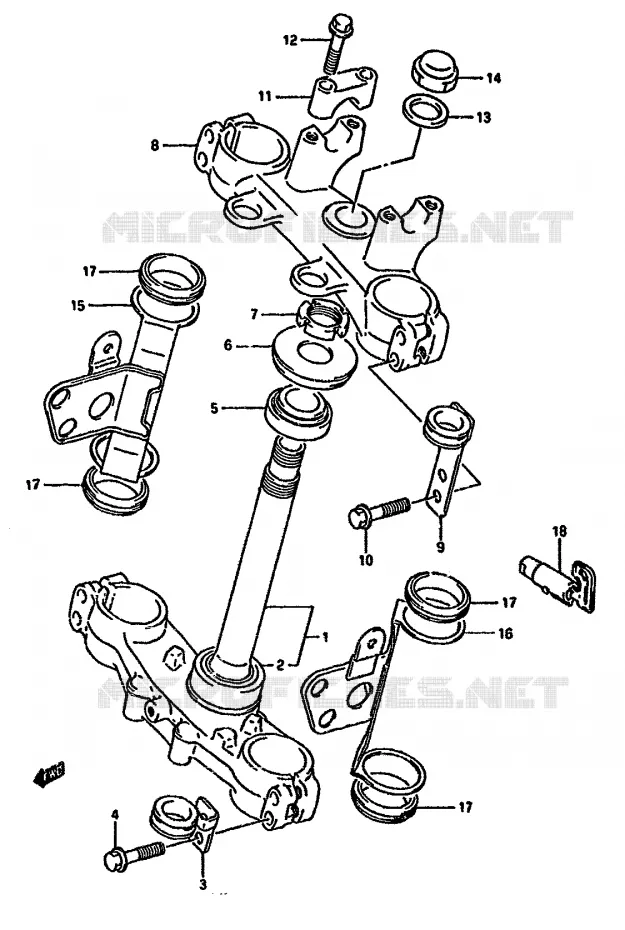 COLONNE DE DIRECTION Suzuki MOTO 350 DR 1993  DR350SP(L/M/N/P/R)