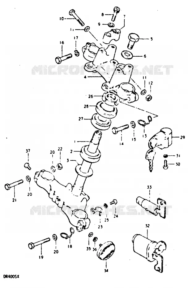 COLONNE DE DIRECTION Suzuki MOTO 400 DR 1980  DR400ST(T/X)