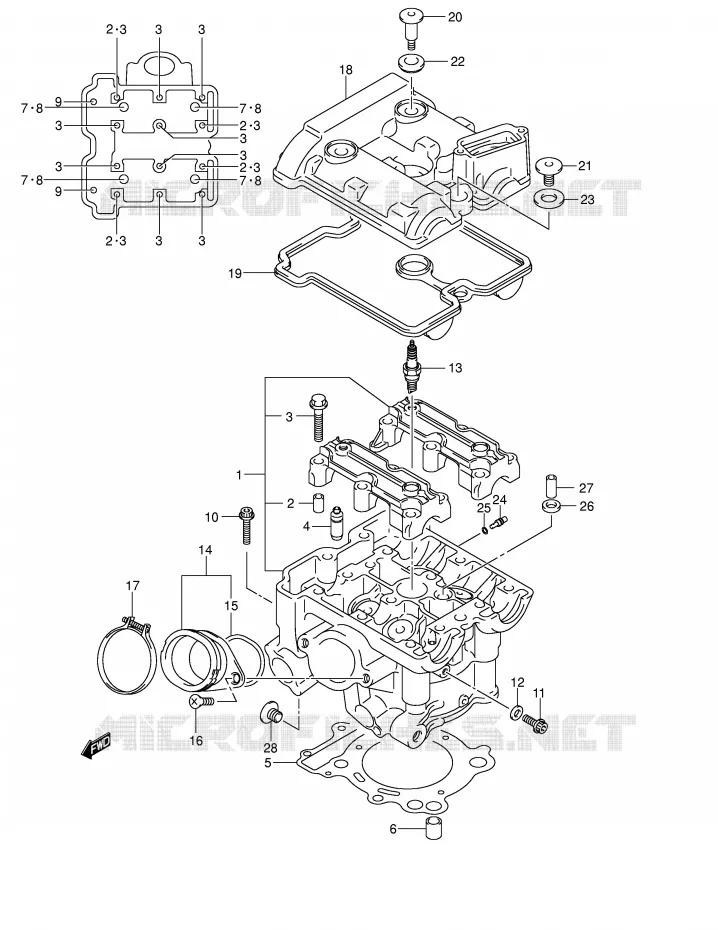 CULASSE ARRIERE Suzuki MOTO 650 V-STROM 2004  DL650U3K4(E2)