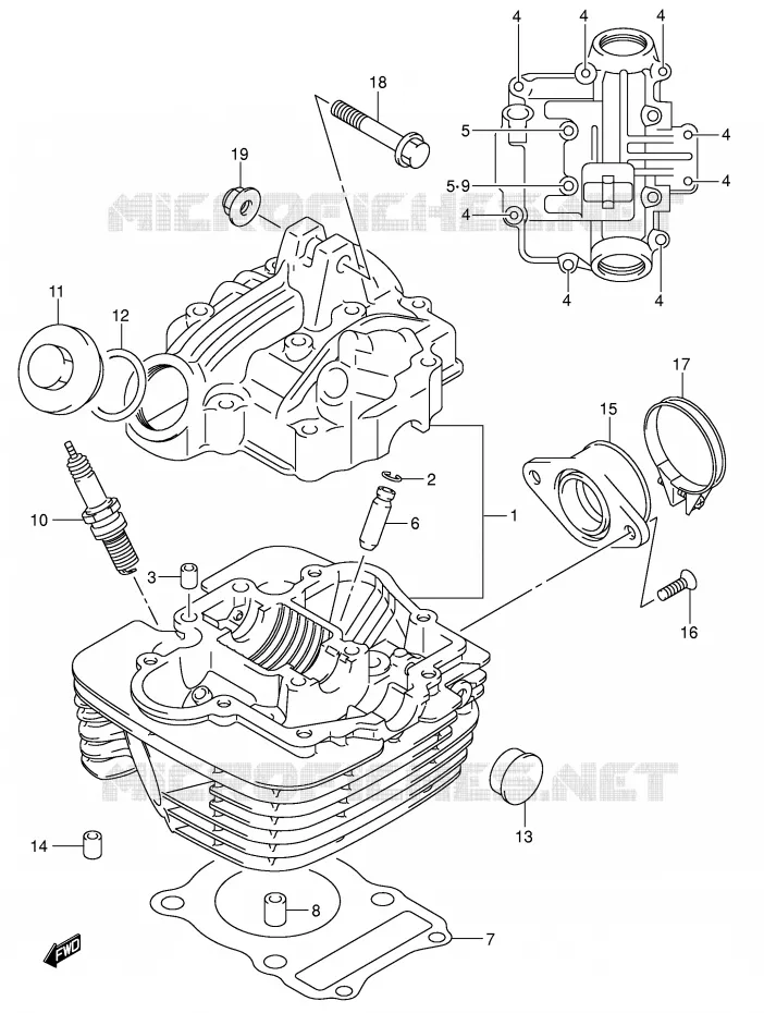 CULASSE Suzuki MOTO 125 DR-Z 2004  DR-Z125LK4(E3/E28)
