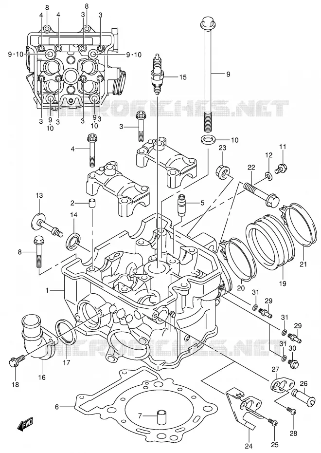 CULASSE Suzuki MOTO 400 DR-Z 2002  DR-Z400K2(E1)