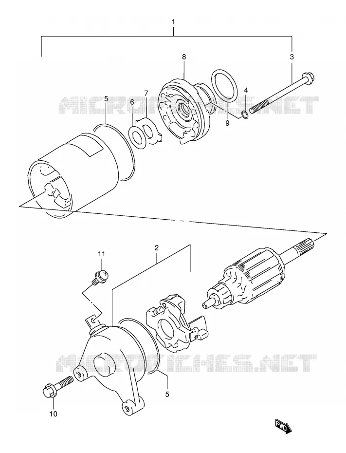 DEMARREUR (MODELE Y) Suzuki MOTO 125 DR 1998  DR125SEW/SEUW(E4)