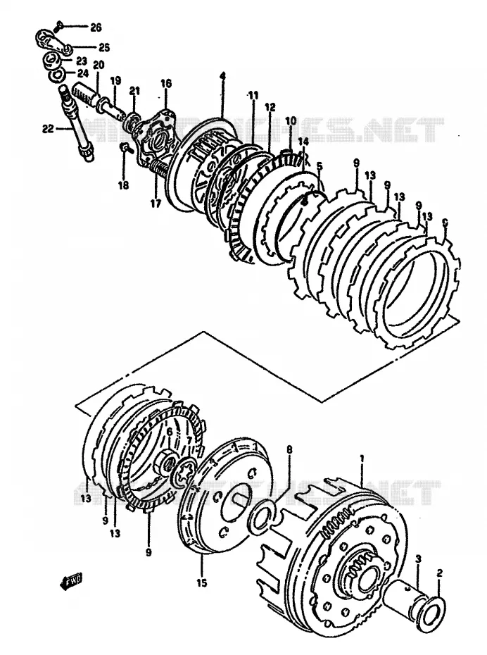 EMBRAYAGE (MODELE R) Suzuki MOTO 650 DR 1993  DR650RP(N/P/R)