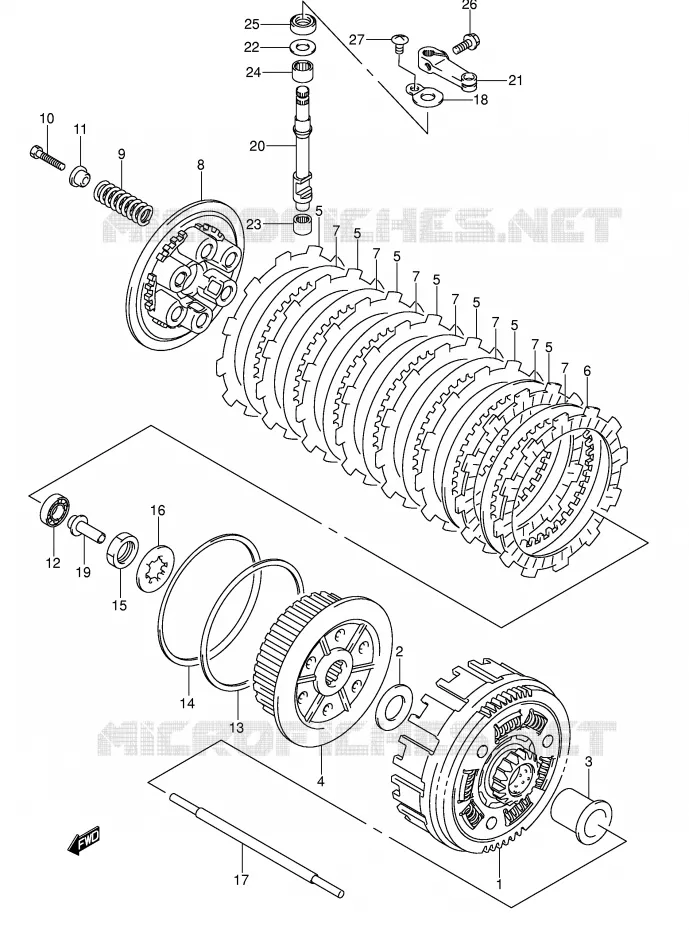 EMBRAYAGE Suzuki MOTO 400 DR-Z 2009  DR-Z400SK9(E3/E28)