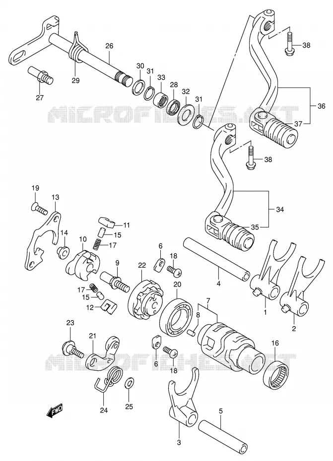 ENSEMBLE DE SELECTION DE VITESSES (NOTE) Suzuki MOTO 400 DR-Z 2002  DR-Z400K2(E1)