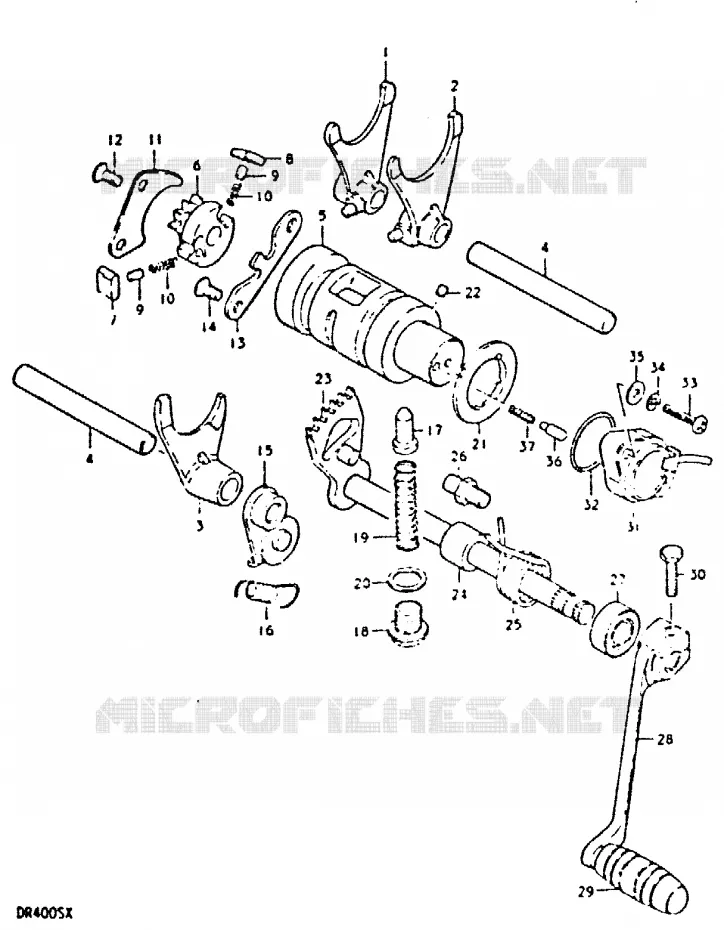 ENSEMBLE DE SELECTION DE VITESSES Suzuki MOTO 400 DR 1981  DR400SX(T/X)