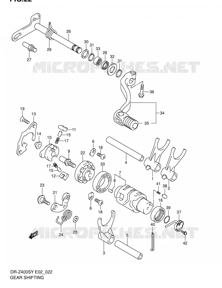 ENSEMBLE DE SELECTION DE VITESSES Suzuki MOTO 400 DR-Z 2004  DR-Z400SK4(E2)