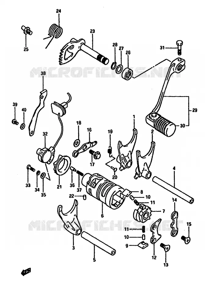 ENSEMBLE DE SELECTION DE VITESSES Suzuki MOTO 600 DR 1989  DR600SUK(E2)