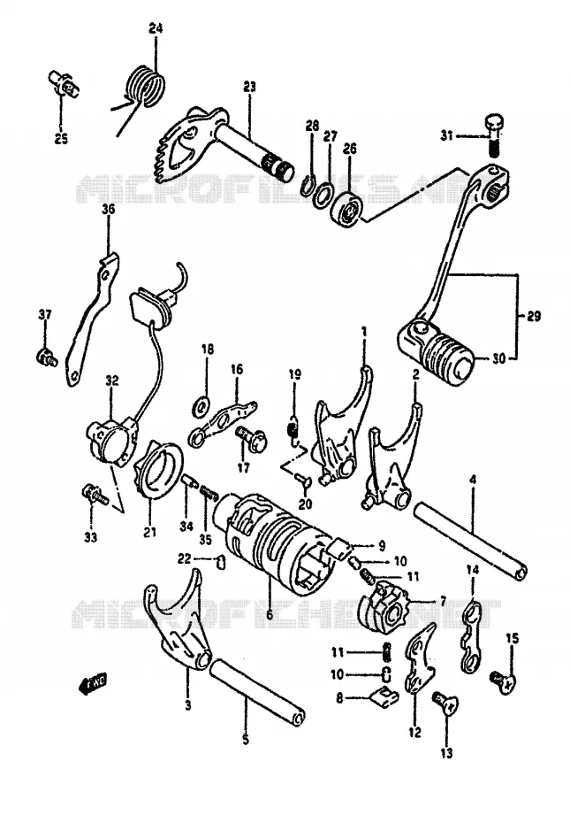 ENSEMBLE DE SELECTION DE VITESSES Suzuki MOTO 650 DR 1993  DR650RUP(N/P/R)