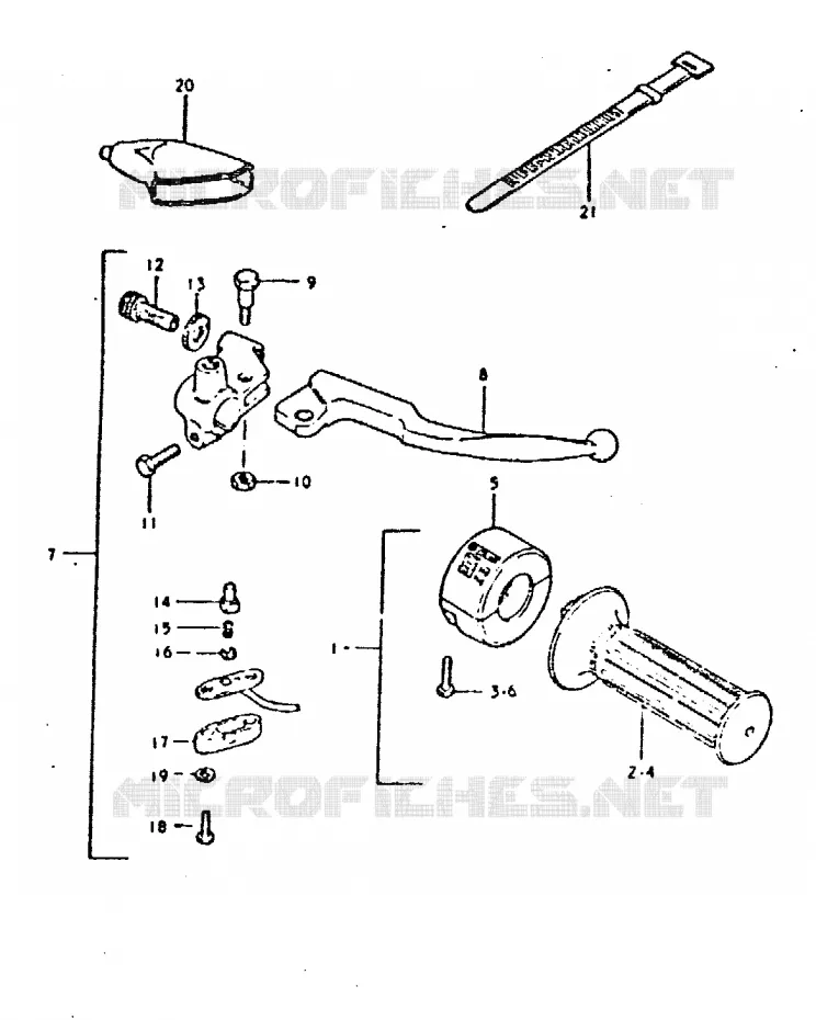ENSEMBLE LEVIER - COMMODO DROIT Suzuki MOTO 400 DR 1981  DR400SX(T/X)