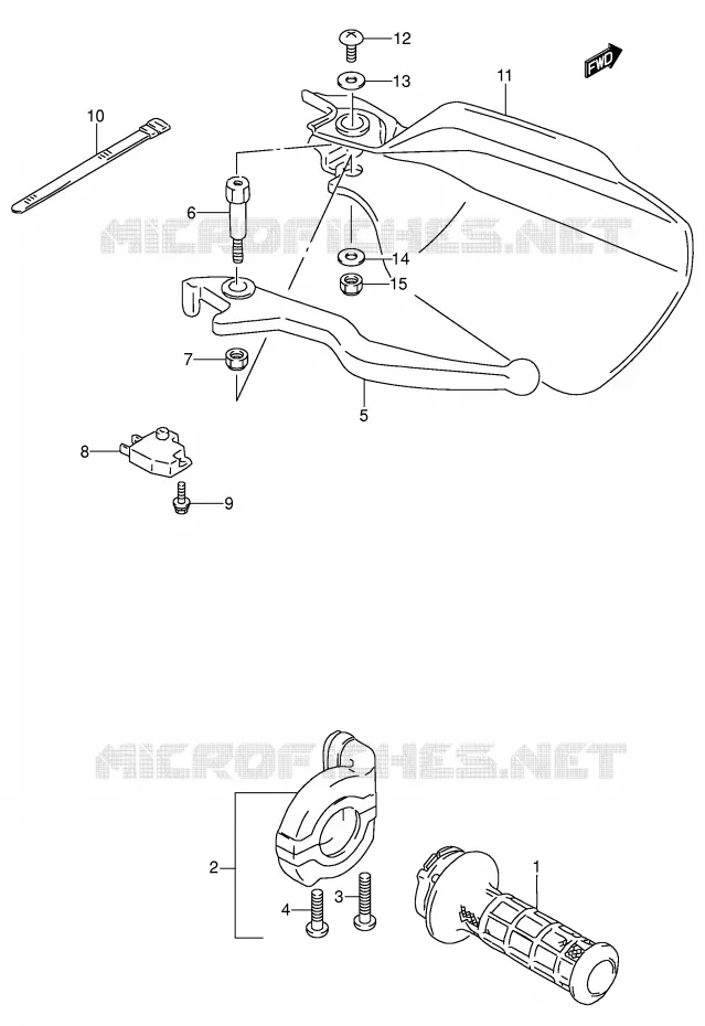 ENSEMBLE LEVIER - POIGNEE DROITE (MODELE N/P/R/S/T) Suzuki MOTO 650 DR 1994  DR650RSER(E4)