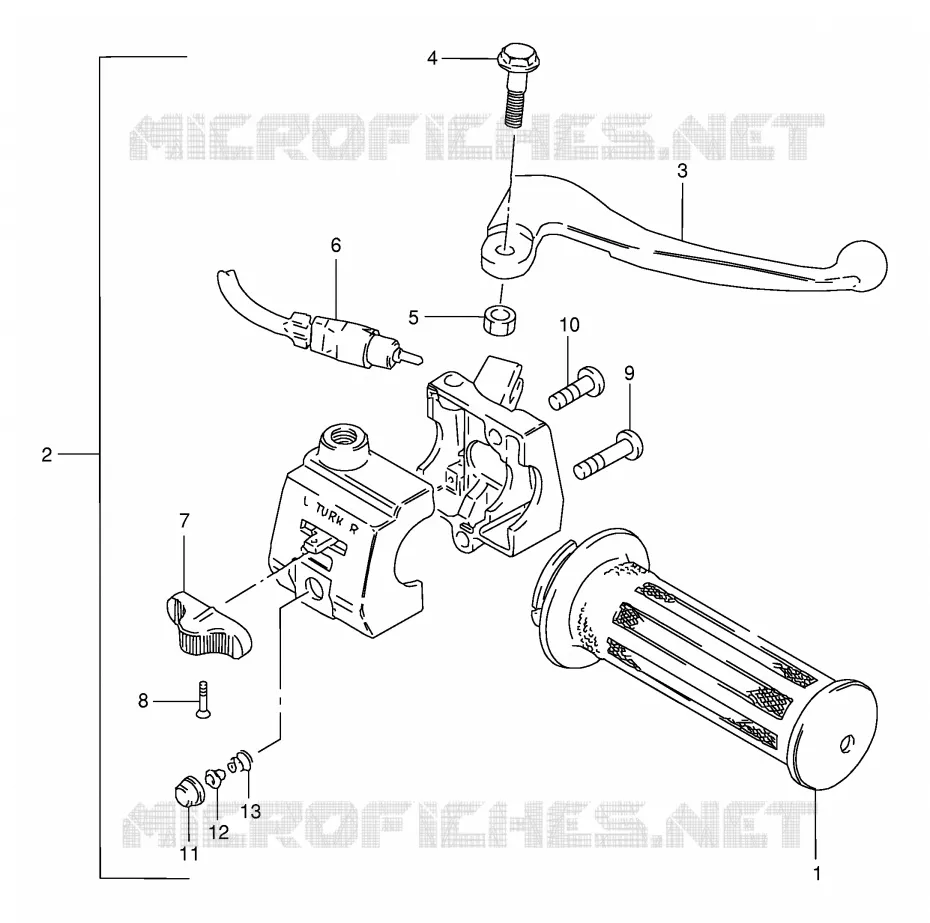 ENSEMBLE LEVIER - POIGNEE DROITE Suzuki SCOOTER 100 FB 1994  FB100R(E71)